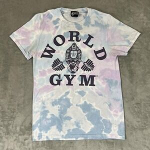 World Gym Shirt Mens Small Multicolor Tie Dye Gorilla Graphic Tee 90's